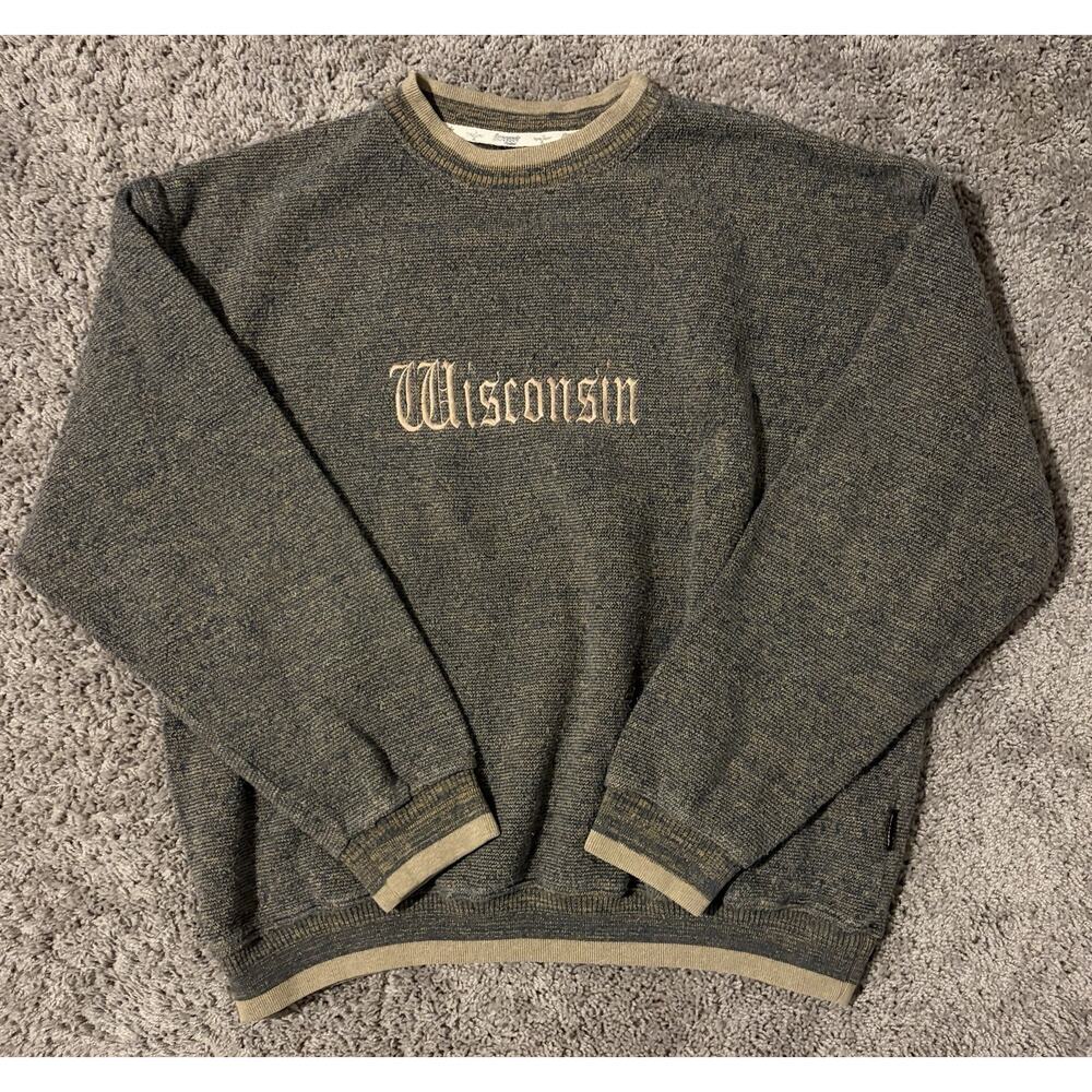 Vintage Renegade Club Wisconsin Badgers Sweatshirt Gray Beige NCAA L-XL